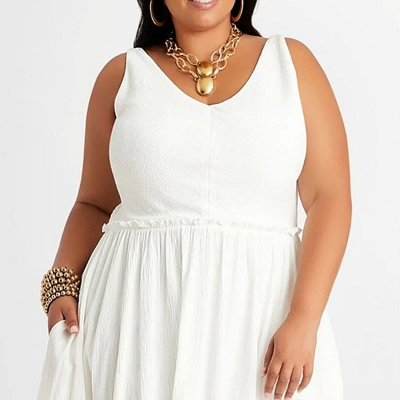 WHITE HOT ☆ GAUZE TIERED MIDI SUMMER DRESS ☆ NWT - Picture 4 of 9